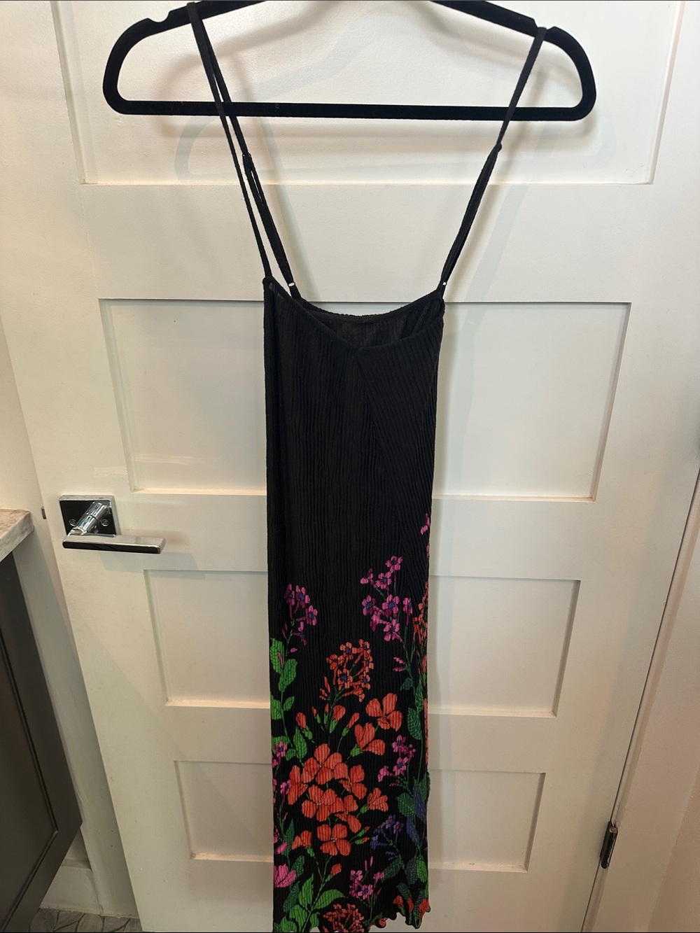 Anthropologie Black Dress with Pink Trim